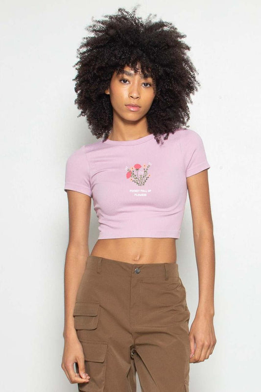 Pocket Full Of Flowers - Cropped Tee